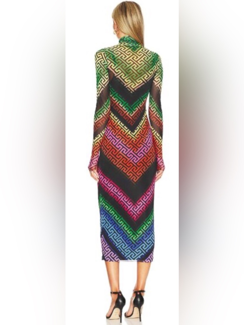 AFRM Multicolor Geo-Print Midi Dress with High Neck - Picture 3 of 4